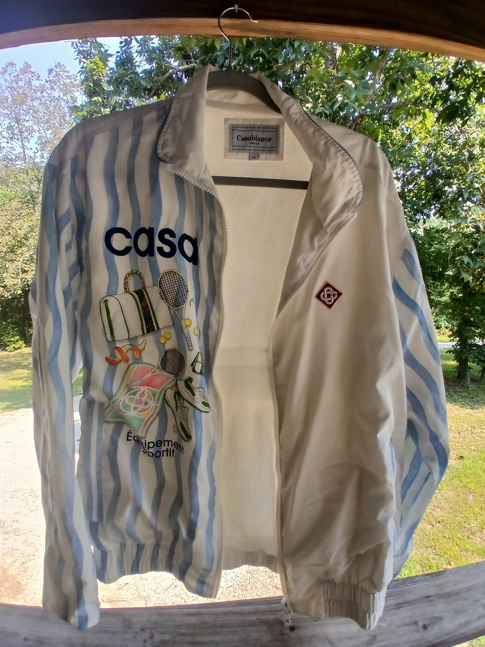 Casablanca Striped Shellsuit Nylon Track Jacket White Blue Mens XL - Picture 6 of 11